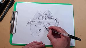 I sketched two beautiful sexy girls quickly with my ballpoint pen for fun.