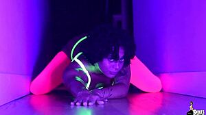 curly teaser dances in lingerie