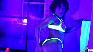 curly teaser dances in lingerie