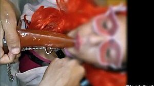 Sissy sucks big dildos