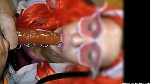 Sissy sucks big dildos