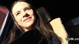 Natural teen sucks penis in pov then gets pussy reamed