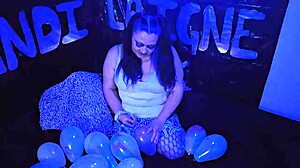 Cute milf Kandi Laigne pops balloons in homemade fetish fun