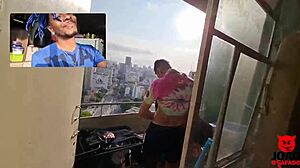 Couple's Balcony Moment with Friend Joining In - Caah Kabulosa and Casal Kabuloso