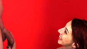 this unusual honey is getting cumshot on her face and swallowing all the jizz 😋