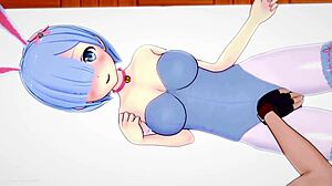 The hot rem maid from re zero gets fucked again, now dressed as a bunny in bed