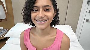 stunning 18 yr old shows tan lines and trimmed area