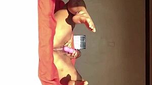 i'm an ebony wife with shaved pussy doin a solo session, big tits and all