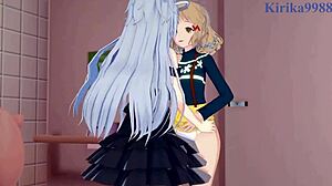 Hibiki Tachibana and Miku Kohinata Lesbian Play in Symphogear Hentai