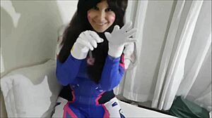 Dva Overwatch rides hard for a messy creampie with GweenBlack!