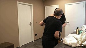 Bella Angel Sucks BDSM Master While Machine Fucks Her Hard