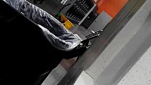 wow, flashing my cock at the mature lady in the laundry mat, she looks shocked!