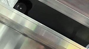 wow, flashing my cock at the mature lady in the laundry mat, she looks shocked!