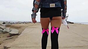 Watch Her Squirt During Public Masturbation on the Beach!