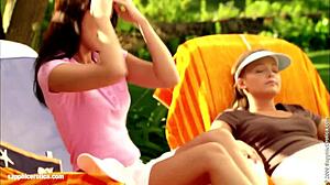 Hey, Wanna See These Horny Trespassers in Sensual Lesbian Action?