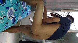 After my cuckold husband asked, I fucked the neighbor with his monster cock near the window.