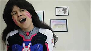 Dva Overwatch rides hard for a messy creampie with GweenBlack!