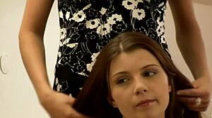 cute gals lick each other passionately