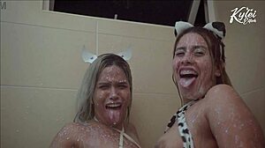 Kylie Ellish and Ann Rides Soak in Cum Shower!