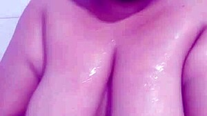 Chubby Colombian babe soaps up her sexy hairy body in shower