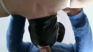 masked slave sucks cock then takes it deep in pussy