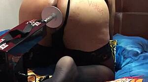 Prostitute in Latex Dress Bends Over