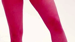 blonde relaxes in stockings and fishnets, shaved pussy