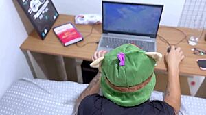 Stuck It in the Young Gamer's Wet Pussy While She Played