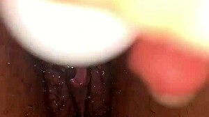 Gaping her ass with toys.