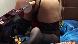 Prostitute in Latex Dress Bends Over