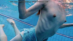 anna netrebko’s small tits shine in striped swimsuit