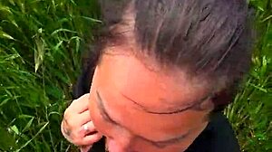 Deep throating pov blowjob field