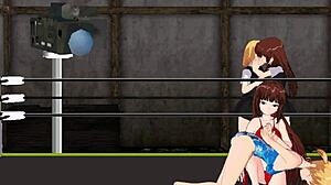 Princess Of The Ring: Nina Battles Karin In Intense Lesbian Catfight. Hentai Anime Action Unleashed.