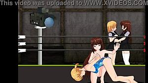 Princess Of The Ring: Nina Battles Karin In Intense Lesbian Catfight. Hentai Anime Action Unleashed.