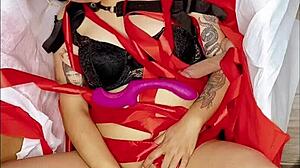 Wow, Dulce Zorra masturbates with thick black dildo! Crazy!