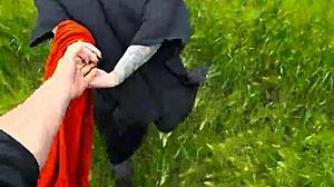 Deep throating pov blowjob field