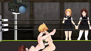 Princess Of The Ring: Nina Battles Karin In Intense Lesbian Catfight. Hentai Anime Action Unleashed.