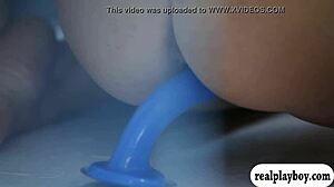 Wow, Two Attractive Babes Fucking Blue Dildo While Licking Each Other!