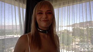 Extrem fitta-utsträckning! Rebecca Vanguard tar enorm kuk för creampie!