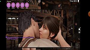 perverted waitress serves with big tits.