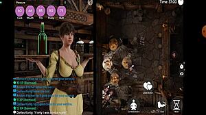 perverted waitress serves with big tits.