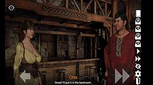 perverted waitress serves with big tits.