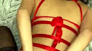 Latina teen in stockings and lingerie on all fours