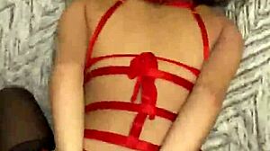 Latina teen in stockings and lingerie on all fours