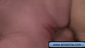 Caucasian Shaved Babe Tied for POV Cumshot Facial