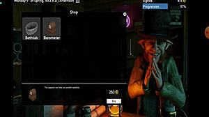 perverted waitress serves with big tits.