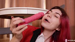 Hot Redhead Toffina Rocks Her Shaved Pussy with Toy Solo!