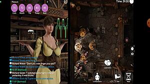 perverted waitress serves with big tits.