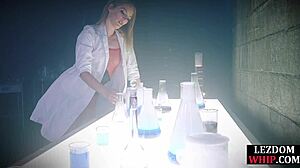 lezdom mistress queens her bonded sub in fishnets