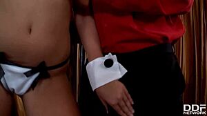 Sexy Stripper Linet Deepthroats on the Job.